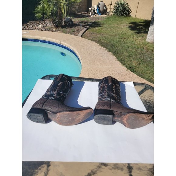 MONTANA GENUINE BULL NECK COWBOY WESTERN BOOT DARK BROWN MADE IN MEXICO Sz 101/2 - Picture 14 of 16